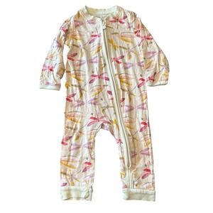 Burt's Bees Baby Girls 3-6M Pajamas Full Zip Pink Dragonfly One Piece Organic